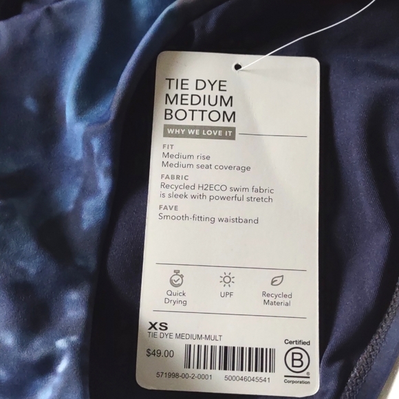 Athleta NWT XS Supernova Tie Dye Med Seat Bottom Bikini Swim 571998 Purple Blue - Picture 6 of 6